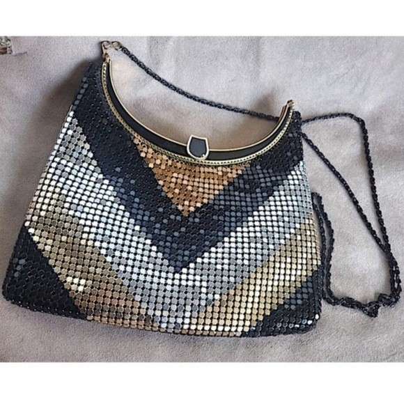 Handbags - 80s VINTAGE Jotta Black Metal Mesh Clutch Purse